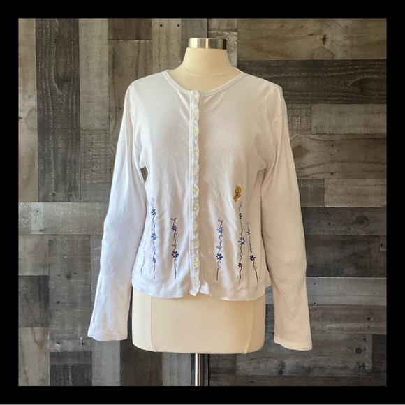Warner Bros Studio Store vintage button up cardigan medium tweety bird Y2K - Picture 1 of 11
